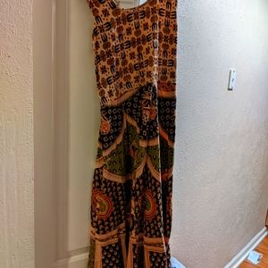 Mustard and green wavy dress